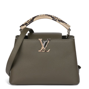 Louis Vuitton Khaki Taurillon Leather & Natural Python Leather Capucin