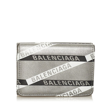 Balenciaga Monogram Leather Trifold Small Wallet Long Wallets