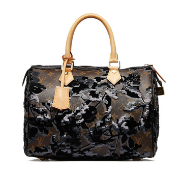 LOUIS VUITTON Monogram Fleur De Jais Sequins Speedy 30 Boston Bag