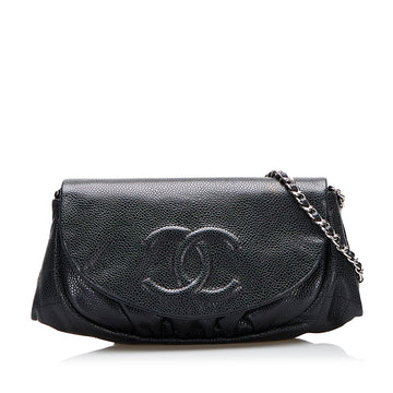 Chanel Caviar CC Half Moon Flap Crossbody Bag