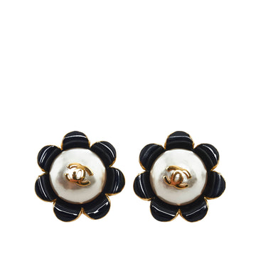 CHANEL Sunflower Faux Pearl Earrings Costume Earrings