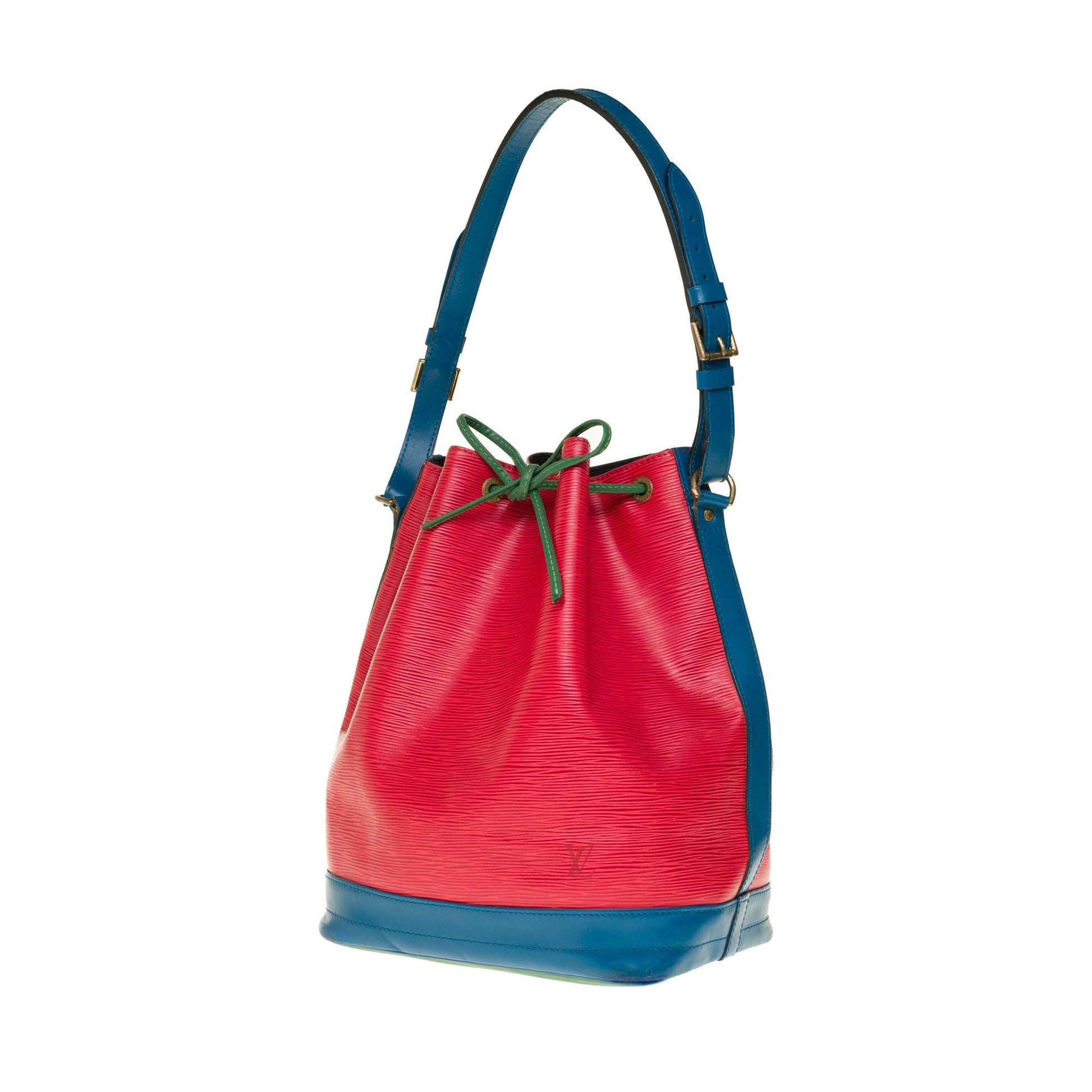 3ac2816] Auth Louis Vuitton Shoulder Bag Epi Noe M44084 Castilian Red/Toledo  Blue/Porneo Green