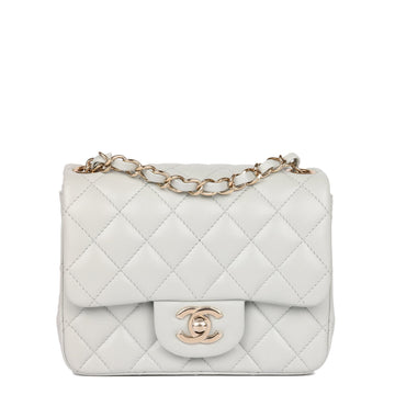 Chanel Light Grey Quilted Lambskin Square Mini Flap Bag