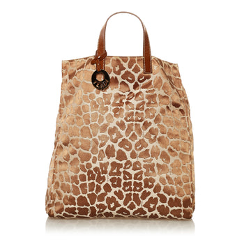 Fendi Leopard Print Canvas Tote Bag