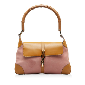 GUCCI Bamboo Jackie Suede Shoulder Bag