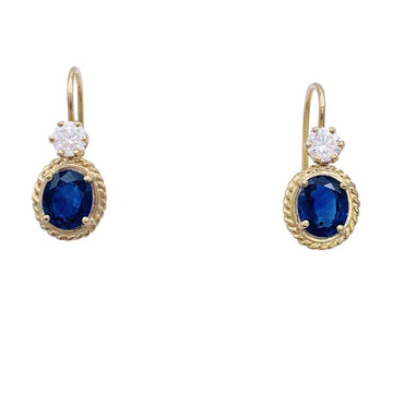 Yellow gold, sapphires and diamonds earrings.