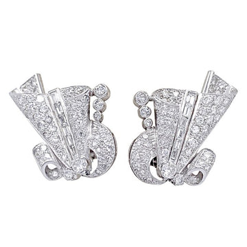 Vintage platinum, white gold and diamonds earrings.