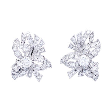 Platinum and diamond earrings, 1950's.