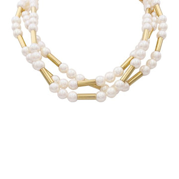 VINTAGE gold and pearls necklace, Roseau collection.