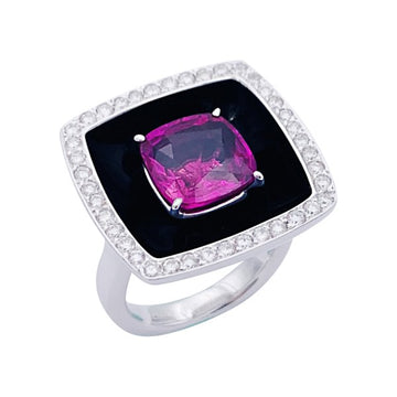 CHANEL white gold, pink sapphire, diamonds ring, Nuit Noire collection.