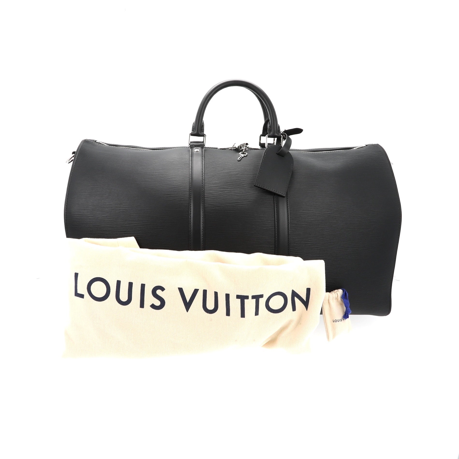 Pre-owned Louis Vuitton Supreme X Black Epi Keepall Bandouliere 55