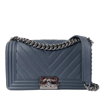 CHANEL Medium Calfskin Chevron Boy Flap Crossbody Bag