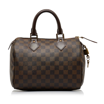 LOUIS VUITTON Damier Ebene Speedy 25 Boston Bag