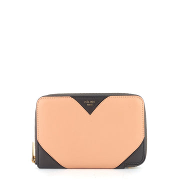 CELINE Zip Around Coeur Bicolour Calfskin Wallet