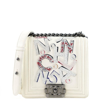 CHANEL No 5 Graffiti Lambskin Leather Boy Bag