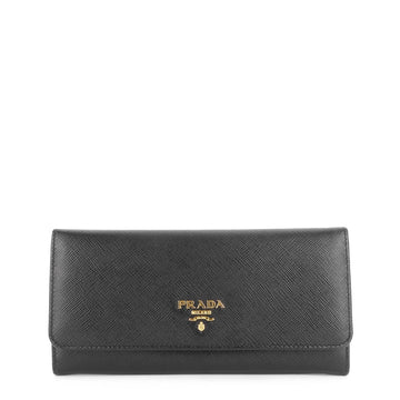 PRADA Continental Logo Saffiano Leather Wallet with Insert