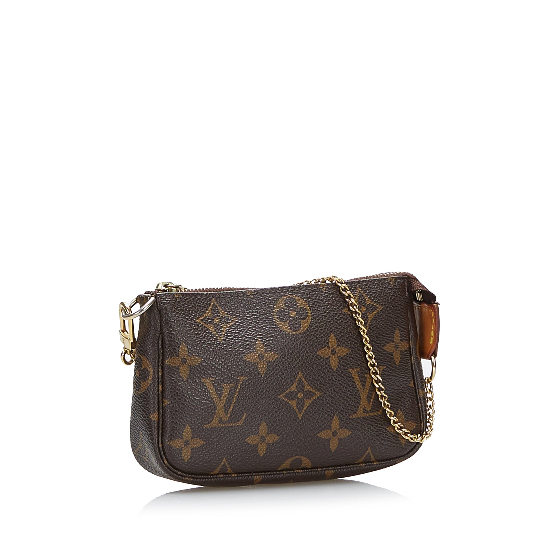 LOUIS VUITTON Mini Pochette Monogram Canvas Accessoires Pouch Brown