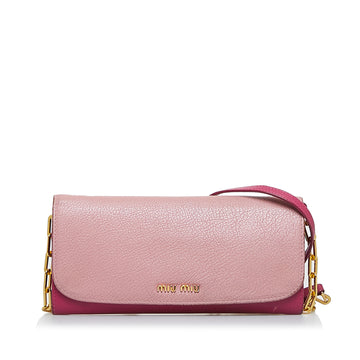 MIU MIU Leather Wallet On Chain Crossbody Bag