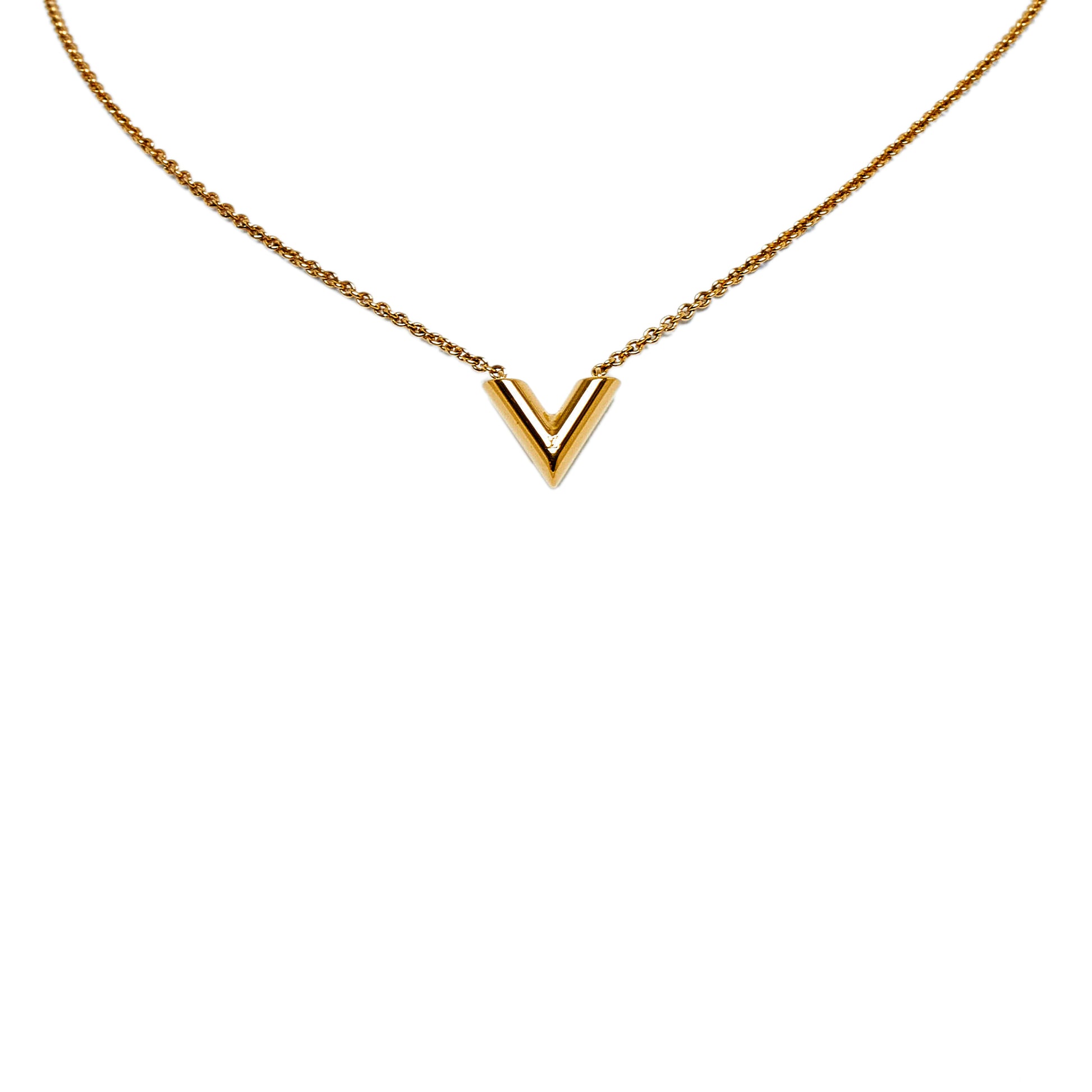Louis Vuitton Essential V Necklace, Gold, One Size