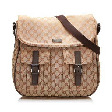 Gucci GG Canvas Double Pocket Flap Messenger Crossbody Bag