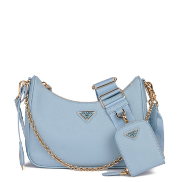 Prada Pale Blue Saffiano Leather Re-Edition 2005 Multi Bag