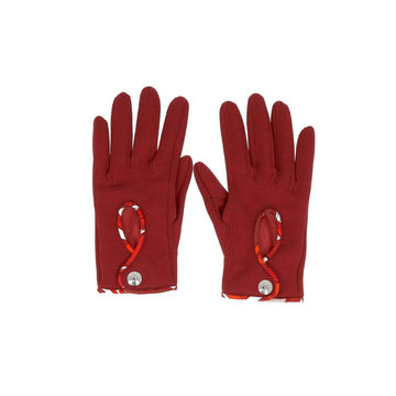 HERMES Gloves in Red Silk