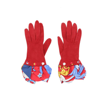 HERMES Gloves in Red Suede