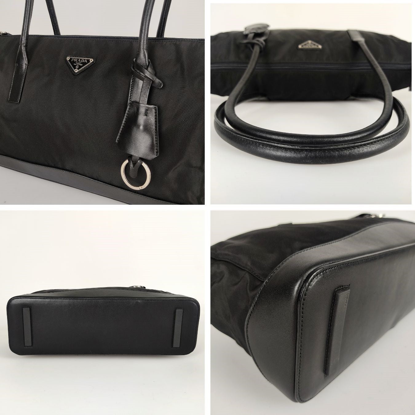 PRADA unisex shoulder bag in nylon and black leather