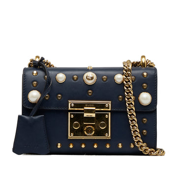 GUCCI Small Pearl Studded Padlock Crossbody Crossbody Bag