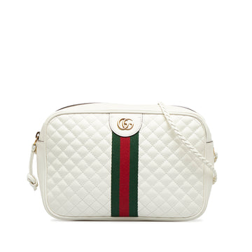 GUCCI Small Leather Web Trapuntata Crossbody Crossbody Bag