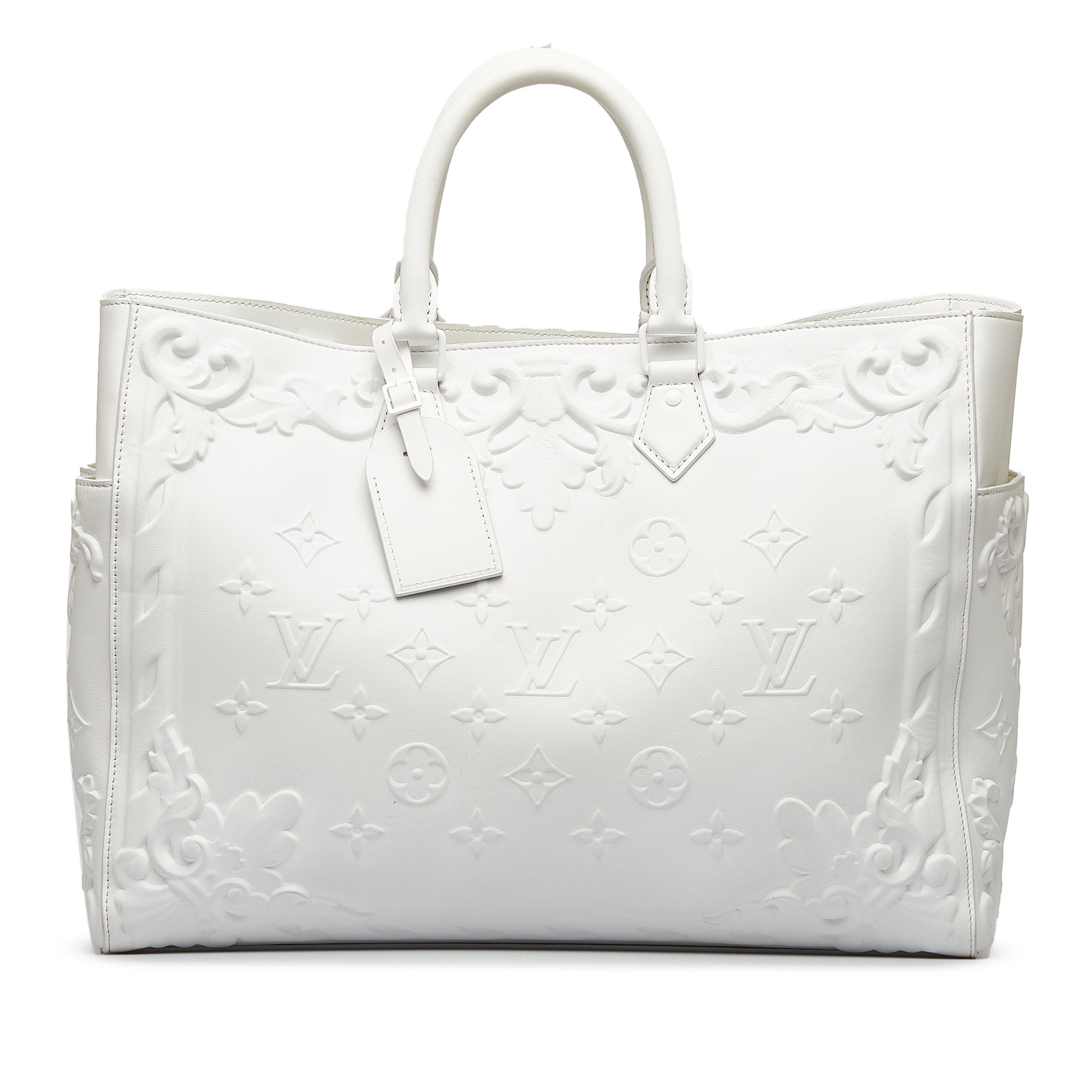 Louis Vuitton Sac Plat Monogram-embossed Leather Tote Bag in White
