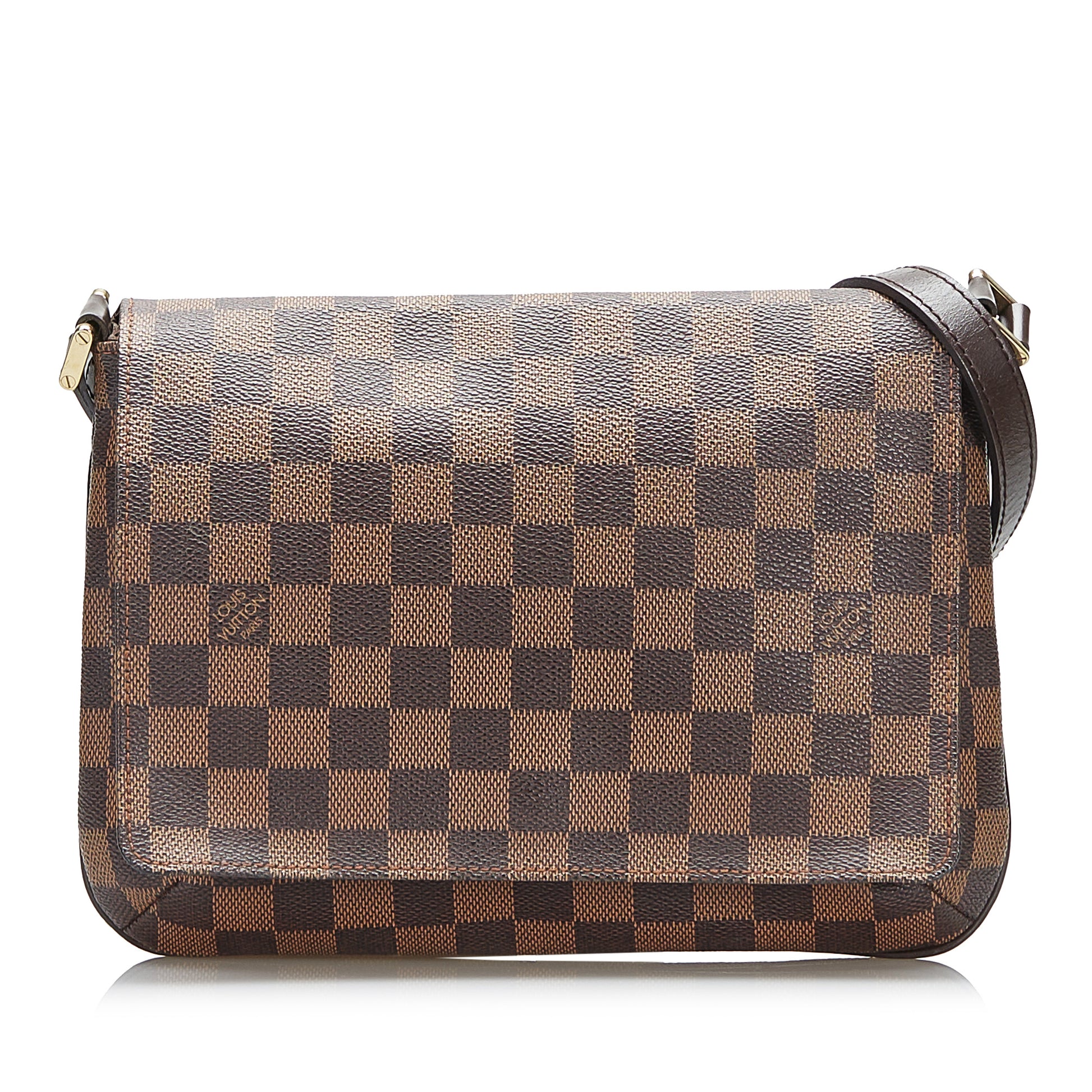 LOUIS VUITTON Damier Ebene Musette Tango Long Strap Crossbody Bag