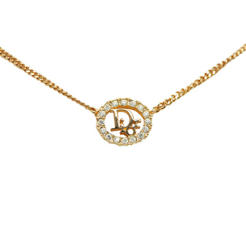 DIOR Logo Rhinestone Pendant Necklace Costume Necklace