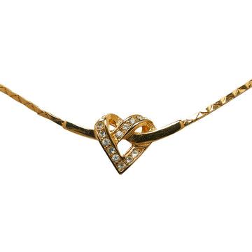 DIOR Heart Rhinestone Pendant Necklace Costume Necklace