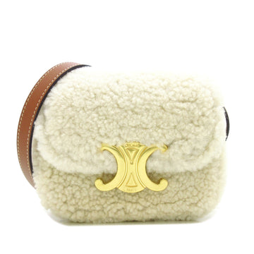 CELINE Mini Shearling Triomphe Shoulder Bag