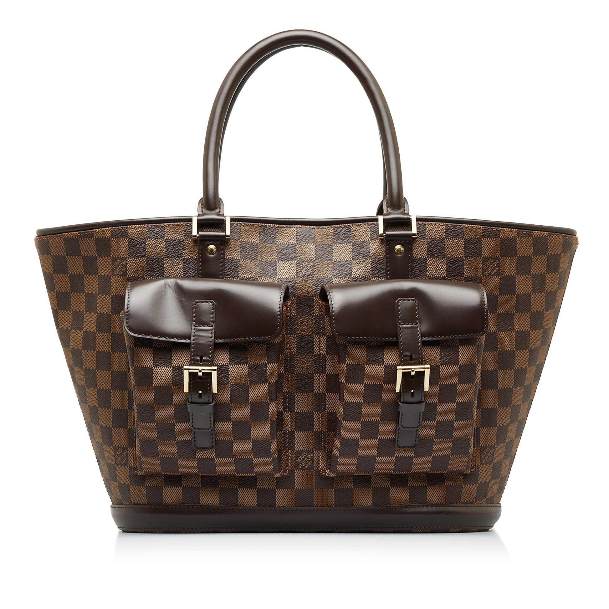 Louis Vuitton Brown Patent Leather & Damier Ebene Embellished