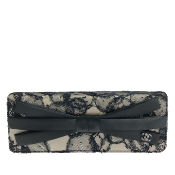 CHANEL Lace and Satin Bow Flap Clutch Clutch Bag