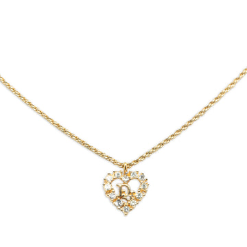 DIOR Heart Rhinestones Pendant Necklace Costume Necklace