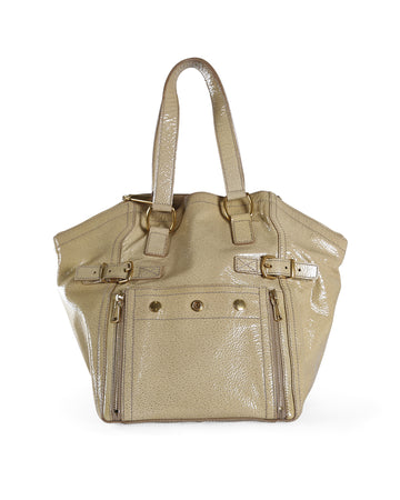 YVES SAINT LAURENT Beige Patent Leather Small Downtown Bag