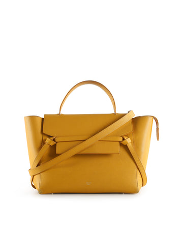 CELINE Yellow Leather Nano Belt Crossbody Bag