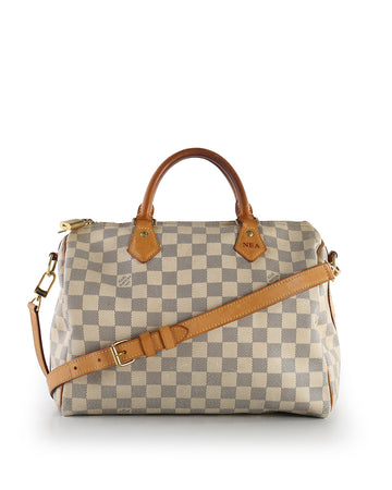 LOUIS VUITTON White Damier Azur Coated Canvas Speedy 30 Bandeau Handle Bag