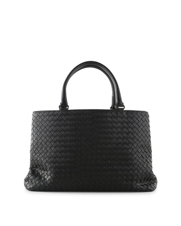 BOTTEGA VENETA Black Intrecciato Nappa Leather Handbag