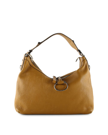 GUCCI Mustard Pebbled Leather Medium Icon Bit Hobo Bag