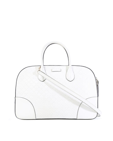 GUCCI White Leather Bright Diamante Satchel Bag