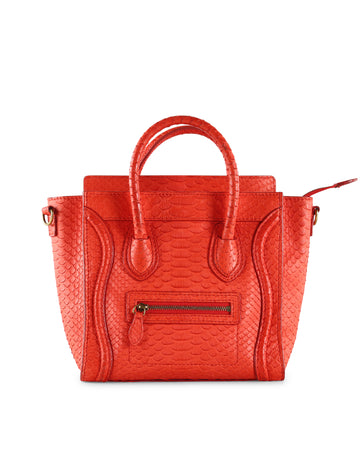 CELINE Coral Python Nano Luggage Tote Bag