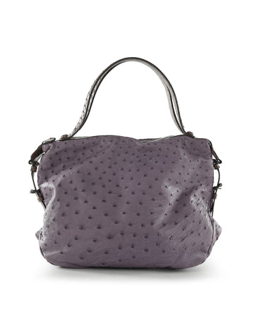 BOTTEGA VENETA Purple Noce Ostrich & Brown Crocodile Leather Shoulder Bag