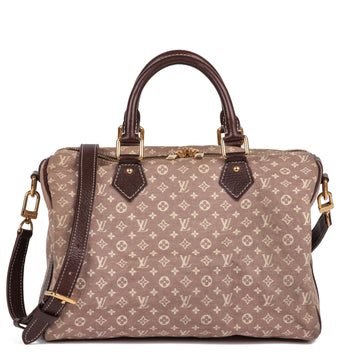 Louis Vuitton Red Monogram Canvas and Burgundy Calfskin Leather Mini Lin Speedy 30cm Bandouliere Shoulder Bag