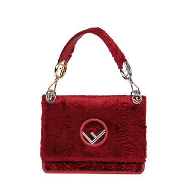 FENDI Red Velvet Medium Kan I Shoulder Bag