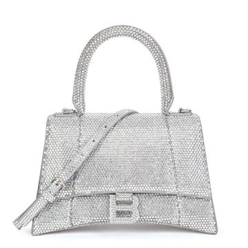 Balenciaga Rhinestone Embellished Suede Small Hourglass Shoulder Bag