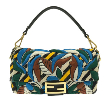 FENDI Beaded Vitello Dolce Leaf Embroidered Baguette